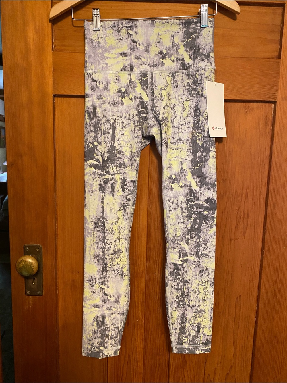 lululemon Gray and Yellow Abstract Print Leggings